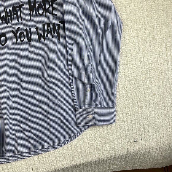 Guess x Brandalised x Banksy Stripe Button Up Out Of Bed Shirt Graffiti Read* - Picture 5 of 16